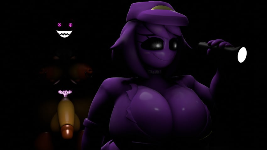 1futa 1girls 3d big_balls big_penis bright_pupils darkness five_nights_at_freddy&#039;s fnaf fnaf_2 futa_on_female futanari genderswap_(mtf) heart-shaped_pupils medium_hair purple_body purple_clothing purple_hair robot robot_futa stalking tattoo teeth_visible thick_thighs toy_chica_(fnaf) wendy_afton