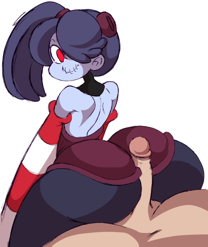 ass envidia fat_ass flat_chest flat_chested looking_back masturbation pear-shaped_figure pear_shaped pear_shaped_female skullgirls squigly