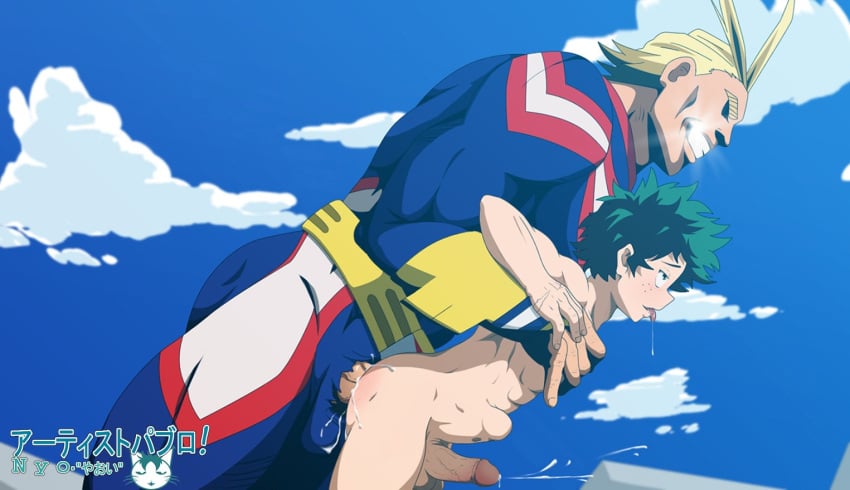 all_might anal anal_sex belly belly_bulge big_penis boku_no_hero_academia cum_in_ass cum_inside deep_penetration deku digital_media_(artwork) duo_focus forced forced_anal gay gay_anal gay_sex happy huge_cock izuku_midoriya male male/male male_focus male_penetrated male_penetrating_male my_hero_academia onoro_nyo penetration rough_sex saliva_on_tongue size_difference tongue_out yagi_toshinori