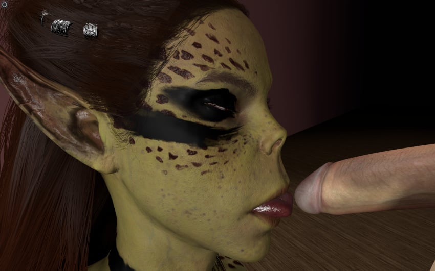 baldur's_gate_3 blowjob female lae'zel licking_penis tongue