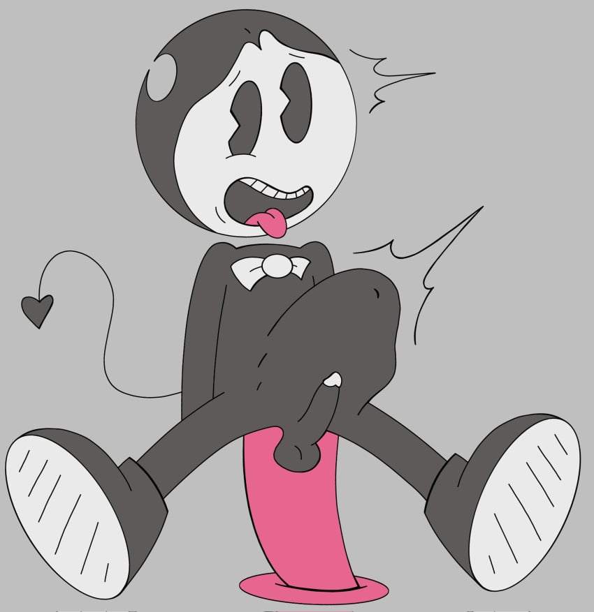 bendy_and_the_ink_machine bendy_the_dancing_demon bulge dildo lewdboiart_(artist) male_only non-human non-human_only penis small_penis stomach_bulge tongue_out toony