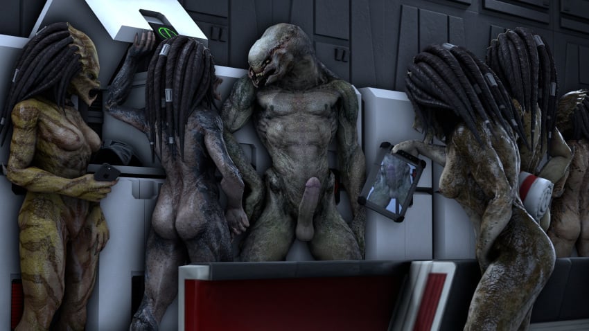 16:9 3d 4k alien ass balls big_penis breasts casual_nudity circumcised claws crossover digital_media_(artwork) erection fangs female genitals glans grey_body group hair halo_(series) hi_res humanoid humanoid_genitalia humanoid_on_humanoid humanoid_penis interspecies male male/female margevonn microsoft monster nipples nude open_mouth penis predator_(franchise) sangheili source_filmmaker_(artwork) teeth vein veiny_penis widescreen xbox_game_studios yautja yellow_body