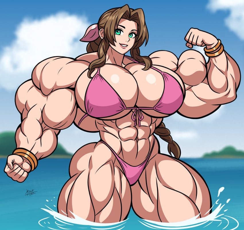 1girls aerith_gainsborough extreme_muscles female final_fantasy final_fantasy_vii muscular muscular_female mutantfloof tagme