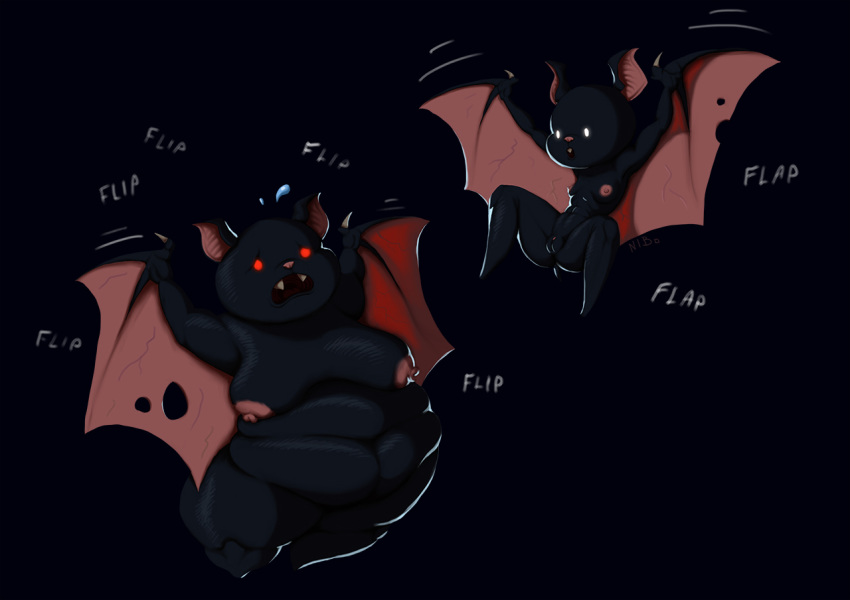 anus armpits bat big_breasts black_fur breasts clitoris fat_bat female flying fur glowing glowing_eyes mammal nibhaaz nude one_tooth_(the_binding_of_isaac) overweight pussy rule_63 sharp_teeth simple_background skinny small_breasts sound_effects teeth the_binding_of_isaac thick_thighs wide_hips wings