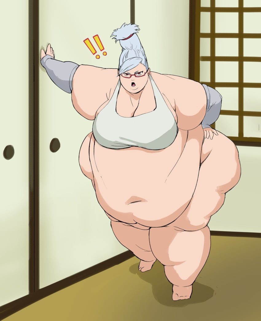 ! !! 1girl 1girls ayase_seiko bbw chubby chubby_female dandadan fat female female_focus female_only gilf milf obese overweight overweight_female ssbbw tagme text