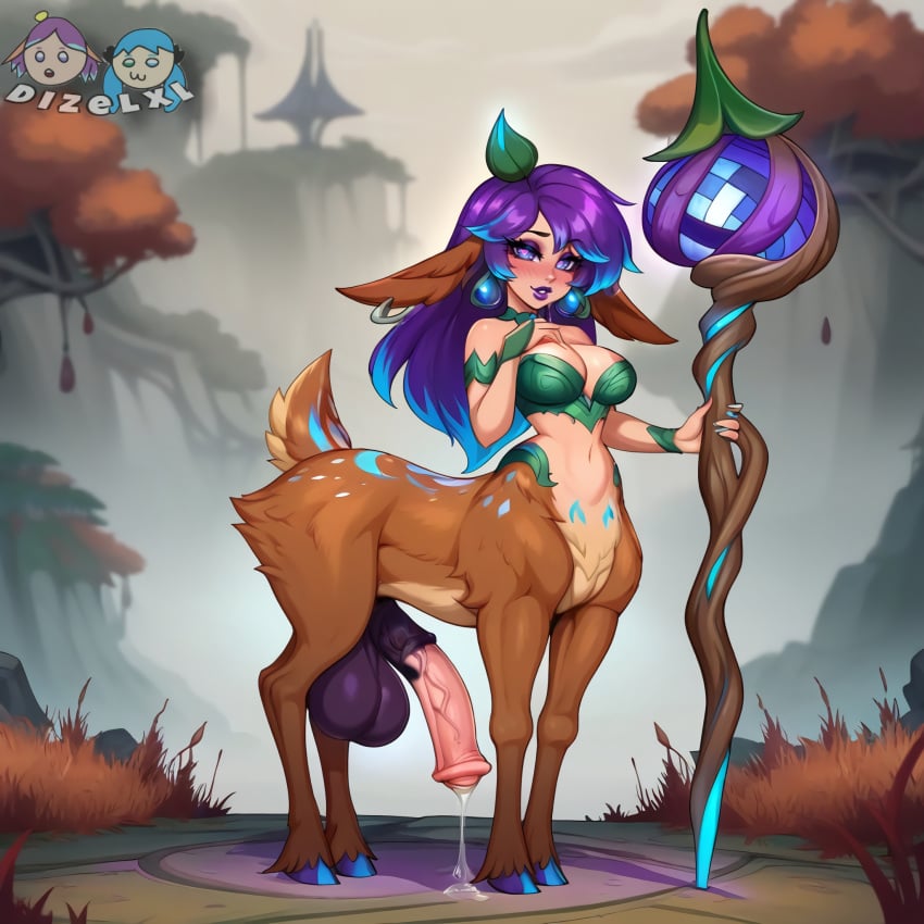 1:1 1futa 1girls ai_generated big_breasts blush blush deer deer_girl dizelxl futa_focus futa_only futanari heart-shaped_pupils hi_res horse_penis horsecock horsecock_futanari league_of_legends league_of_legends:_wild_rift lillia_(league_of_legends) lips lipstick precum precum_drip purple_hair tail taur