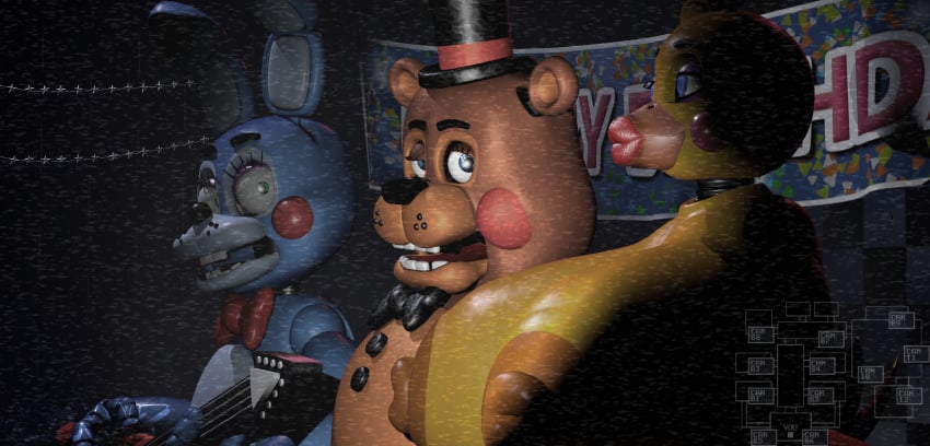 3d 3d_(artwork) absurd_res animatronic anthro avian bear big_breasts bird breasts camera_view chicken confusion female five_nights_at_freddy's five_nights_at_freddy's_2 galliform gallus_(genus) gameplay_mechanics hi_res huge_breasts huge_lips humor lagomorph leporid lips machine male mammal meme neonnnzz phasianid public public_nudity rabbit robot scottgames security security_camera shitpost thick_lips toy_bonnie_(fnaf) toy_chica_(fnaf) toy_freddy_(fnaf)