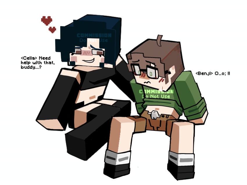 1boy 1girls cum female glasses goth male minecraft original original_character original_characters precum premature_ejaculation teasing