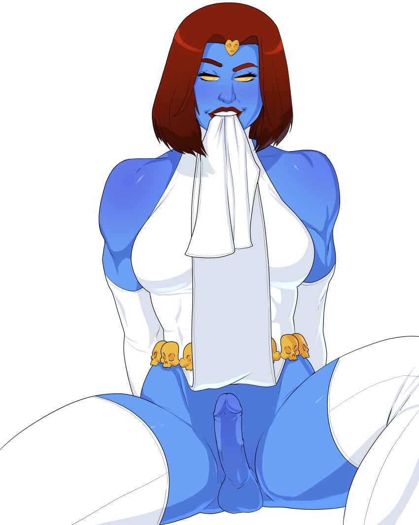 blue_skin futa_only futanari lowres marvel marvel_comics mystique spread_legs supervillainess