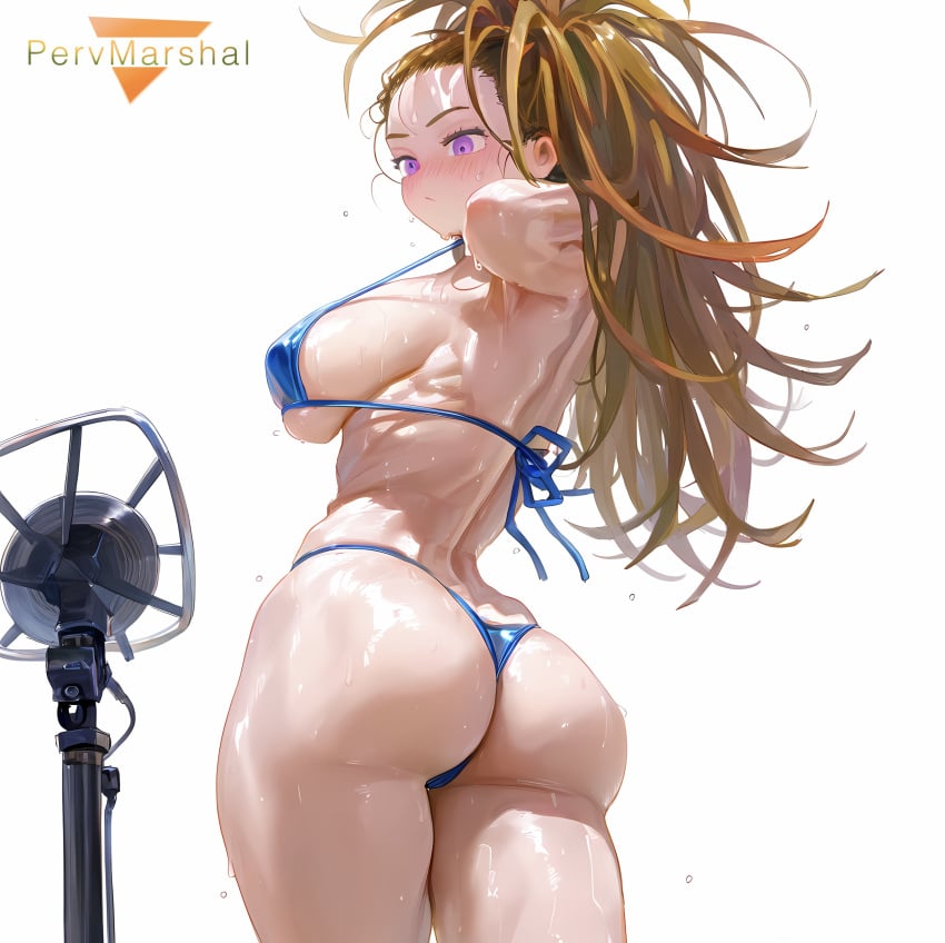 1girls ai_generated back_view big_ass big_butt bikini bikini_top brown_hair captain_mizuki female female_only fit fit_female marshalperv muscular muscular_female one-punch_man pervmarshal ponytail purple_eyes solo solo_female sweat sweating tagme tagme_(artist)