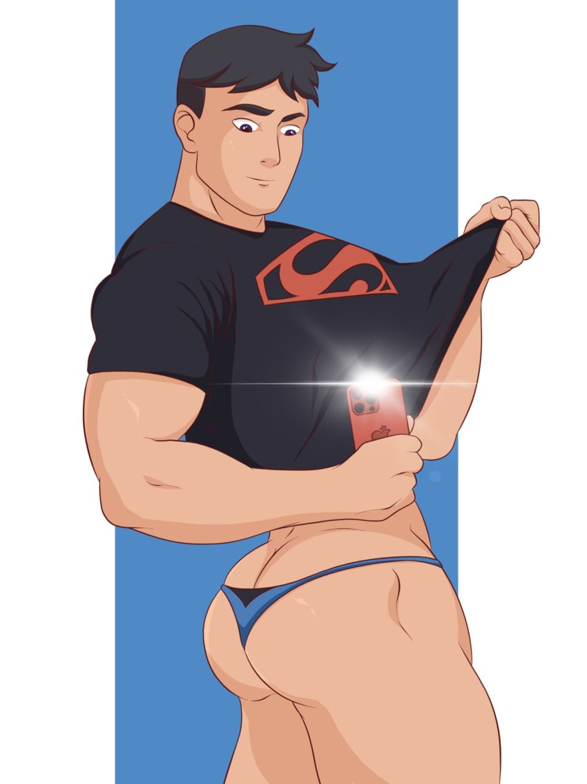 ailurushearts conner_kent dc dc_comics male male_only solo_male superboy thong underwear