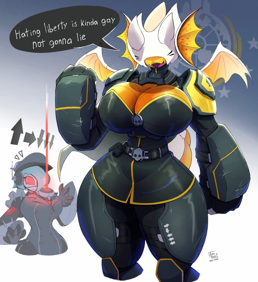 2020s 2024 2d 2d_(artwork) 2girls 5_fingers :d alien alien_girl alien_humanoid anthro armor armored_female arthropod arzyparzy ass automaton_(helldivers) big_ass big_breasts big_butt big_thighs blue_hair breasts bug bug_girl busty child_bearing_hips covered_eyes cute dat_ass dialogue english english_text englush female female_focus female_only hair_over_one_eye helldiver_(helldivers) helldivers helldivers_2 hi_res highres hips hourglass_figure hug hunter_(helldivers) insect_girl insects large_ass large_breasts large_butt large_thighs military military_uniform mouth_open nervous pauldrons red_sclera robot robot_girl round_ass salute short_hair slim_waist tail terminid thick_thighs thighs tongue voluptuous wide_hips