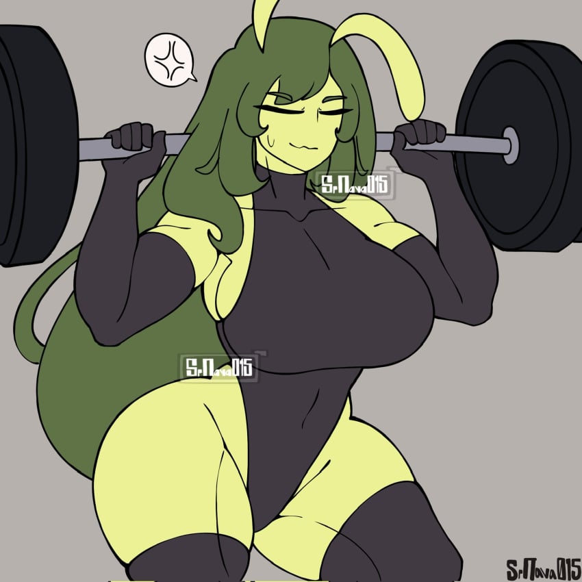 alien green_body green_skin keltty_(srnava) lifting_weights srnava weightlifting