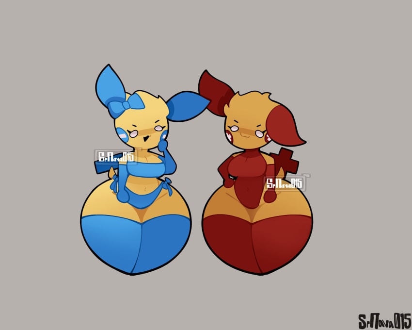 huge_ass huge_thighs minun plusle pokemon pokemon_(species) srnava