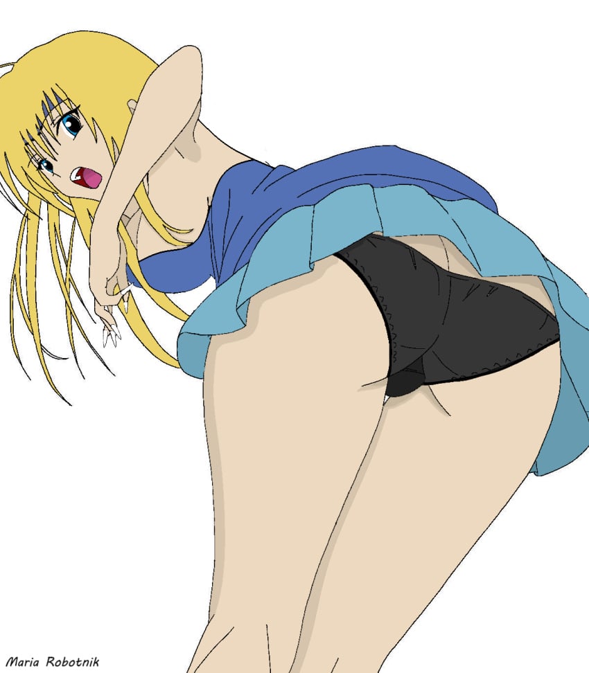 blonde_female blonde_hair blue_eyes girl looking_back maria maria_robotnik panties skirt sonic_(series) sonic_the_hedgehog_(series) thighs underwear upskirt upskirt_view white_nails