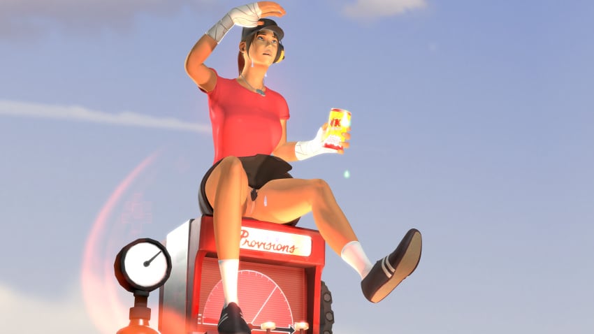 1girls 3d femscout pussy solo_female sticky_art sweat sweatdrop team_fortress_2