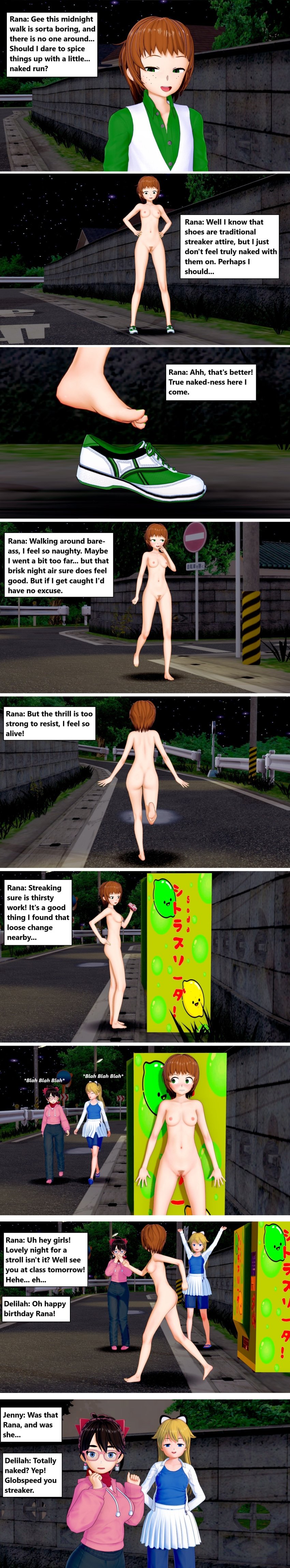 3d cfnf chie_satonaka completely_naked_female completely_nude_female exhibitionism naked naked_female naked_girl panels persona persona_4 persona_4_the_golden render satonaka_chie streaking