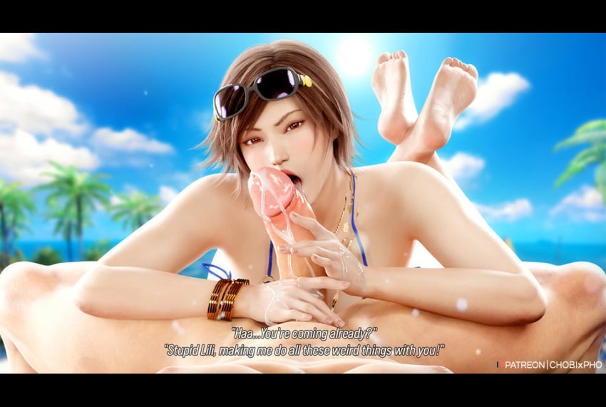 1boy 1girls 3d beach brown_hair chobixpho female female_focus hwoarang kazama_asuka male outdoors outside sex short_hair tagme tekken tekken_8