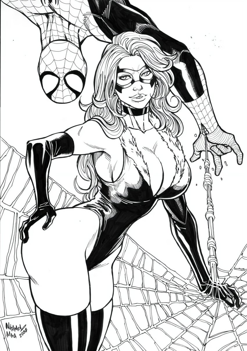 1boy 1boy1girl 1girl1boy 1girls 2024 ass big_ass big_breasts black_and_white black_cat_(marvel) bodysuit bound breasts bursting_breasts couple couple_(romantic) couple_love couples curvy curvy_body curvy_female curvy_figure ed_benes_studio felicia_hardy female hand_on_own_ass hand_on_own_hip hourglass_figure lips long_gloves long_hair lovers male male/female marvel marvel_comics mask masked masked_female natanael_maia peter_parker romantic romantic_couple seductive seductive_look sketch spider-man spider-man_(series) superhero superhero_couple superheroine thick thick_ass thick_breasts thick_hips thick_legs thick_lips thick_thighs thigh_highs thighhighs thighs voluptuous voluptuous_female web webbed_hands white_fur white_hair