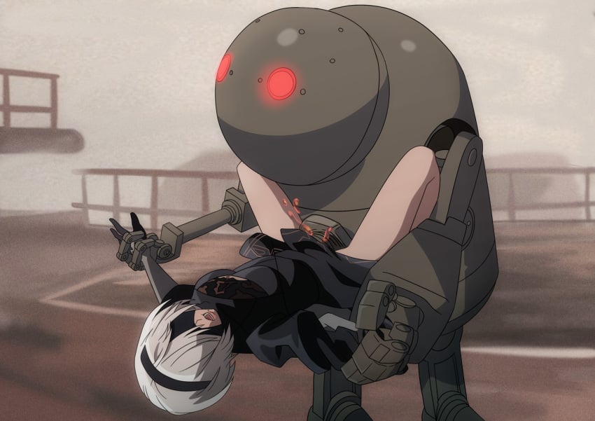 defeat_sex defeated defeated_heroine elmrtev glowing_eyes machine_lifeform nier:_automata robot robot_girl robot_sex sex spread_legs yorha_2b