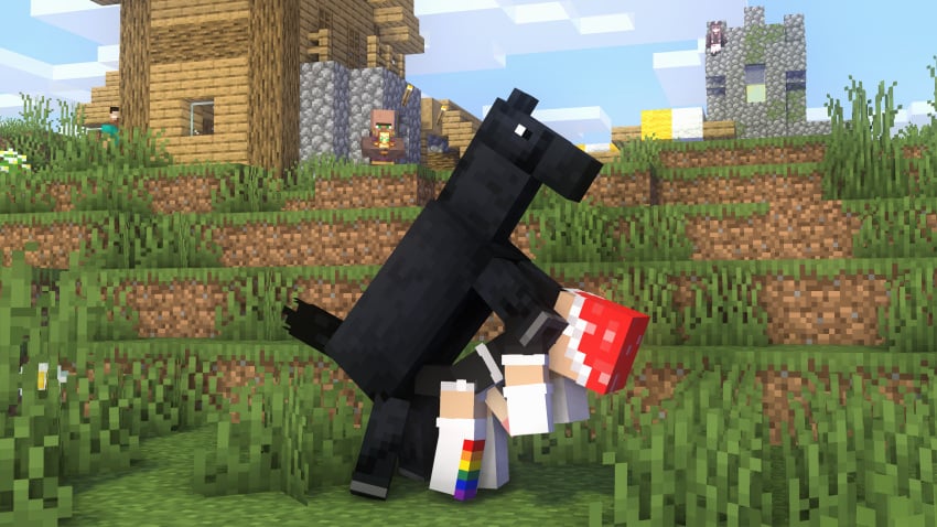 @nazi_taburetka1488 femboy gay gay_flag herobrine horse hu_tao_(genshin_impact) maid minecraft penis santa_hat tag_your_shit village_folk villager_(minecraft) zoophilia