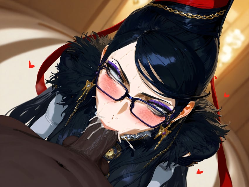 1boy 1girls absurd_res ai_generated anus ass ass_grab bayonetta bayonetta_(character) bayonetta_2 big_ass big_breasts black_hair blue_eyes blush carrying carrying_partner carrying_position clothed_female_nude_male cum cum_in_pussy cum_inside cum_on_face cum_on_tongue dark-skinned_male dark_skin dialogue earrings english_text facial female female_focus glasses heart-shaped_pupils heels interracial interracial_sex licking licking_penis light-skinned_male light_skin looking_at_viewer male mole mole_under_mouth nintendo nude nude_male open_mouth oral pawg penetration penis penis_on_face penis_over_one_eye pussy red_lipstick sex smiling smiling_at_viewer speech_bubble thick_ass vaginal_penetration