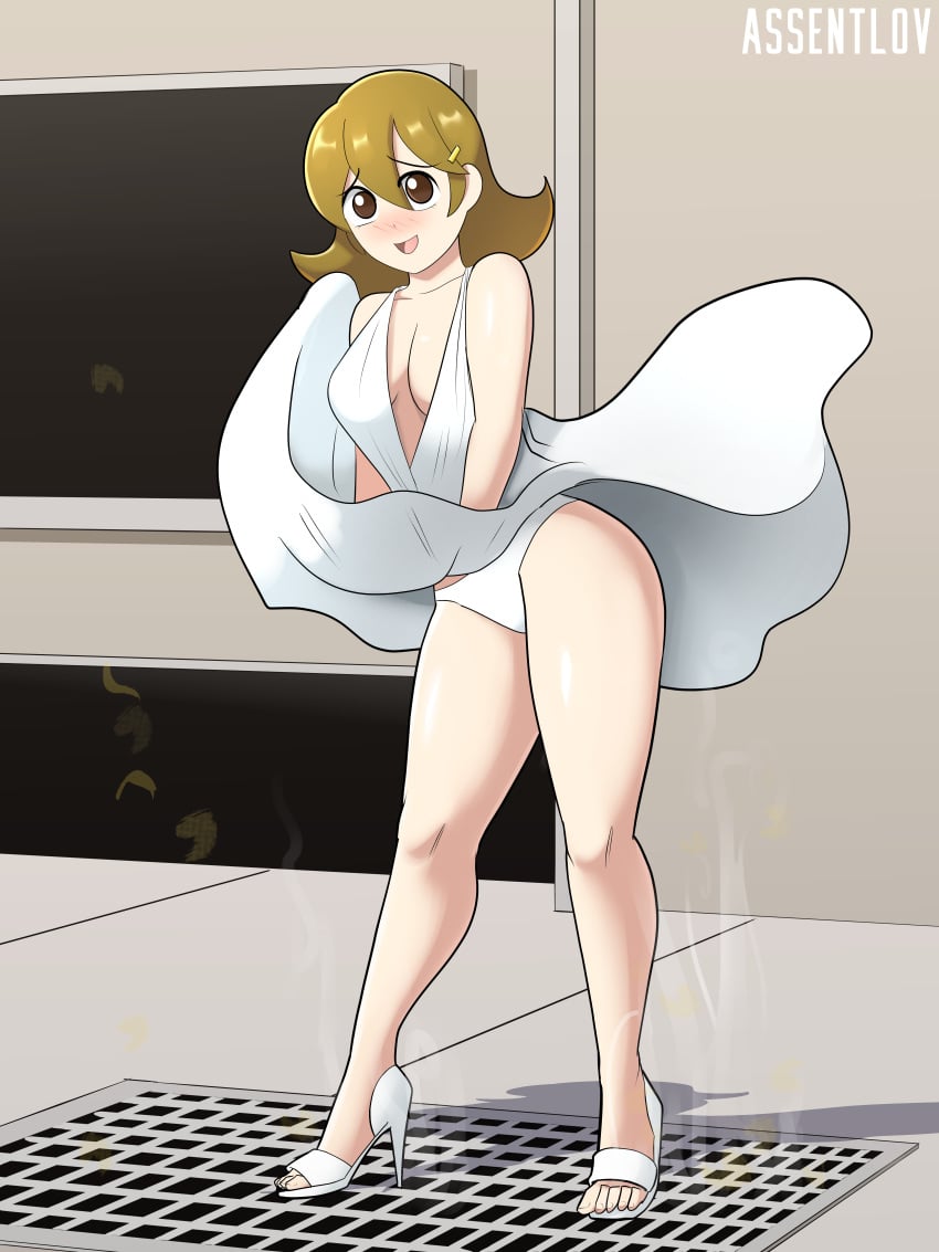 5-volt assentlov breasts female female_only high_heels marilyn_monroe mario_(series) panties short_hair solo warioware