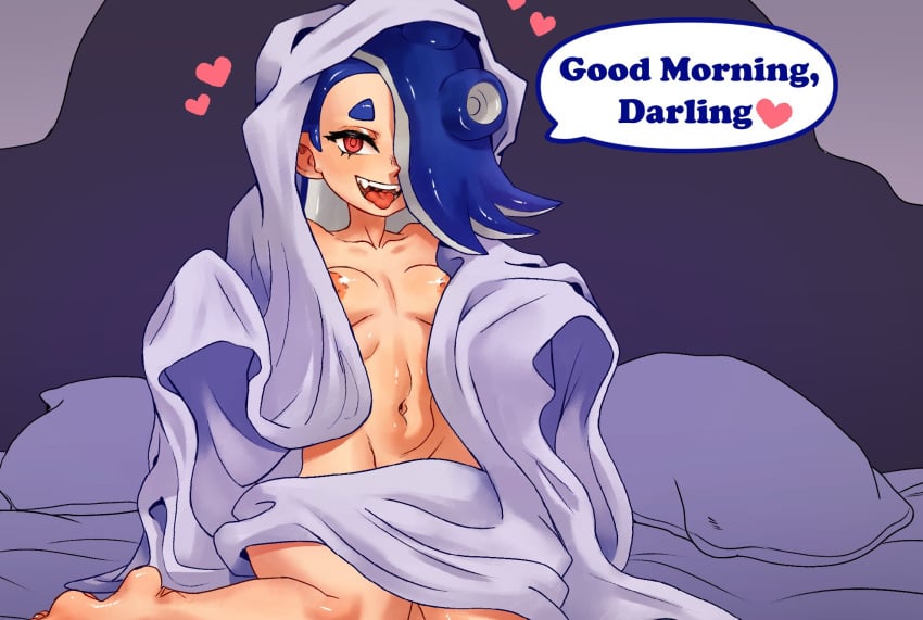 1girls 2024 areola areola_peek areola_slip areolae areolae_peeking areolae_slip background bed bedroom bedsheets belly belly_button blue_hair cephalopod cephalopod_humanoid collarbone fangs female female female_only heart heart hearts_around_body hearts_around_head hi_res high_resolution highres light-skinned_female light_skin majodawn medium_breasts nintendo nipples octoling open_mouth partially_nude partially_nude_female red_eyes sheets shiver_(splatoon) shiver_hohojiro simple_background smile speaking_to_viewer splatoon splatoon_(series) splatoon_3 suction_cup suction_cups suction_tentacles tagme tentacle tentacle tentacle_hair text text_bubble thick_thighs thighs tongue tongue_out v-line wholesome