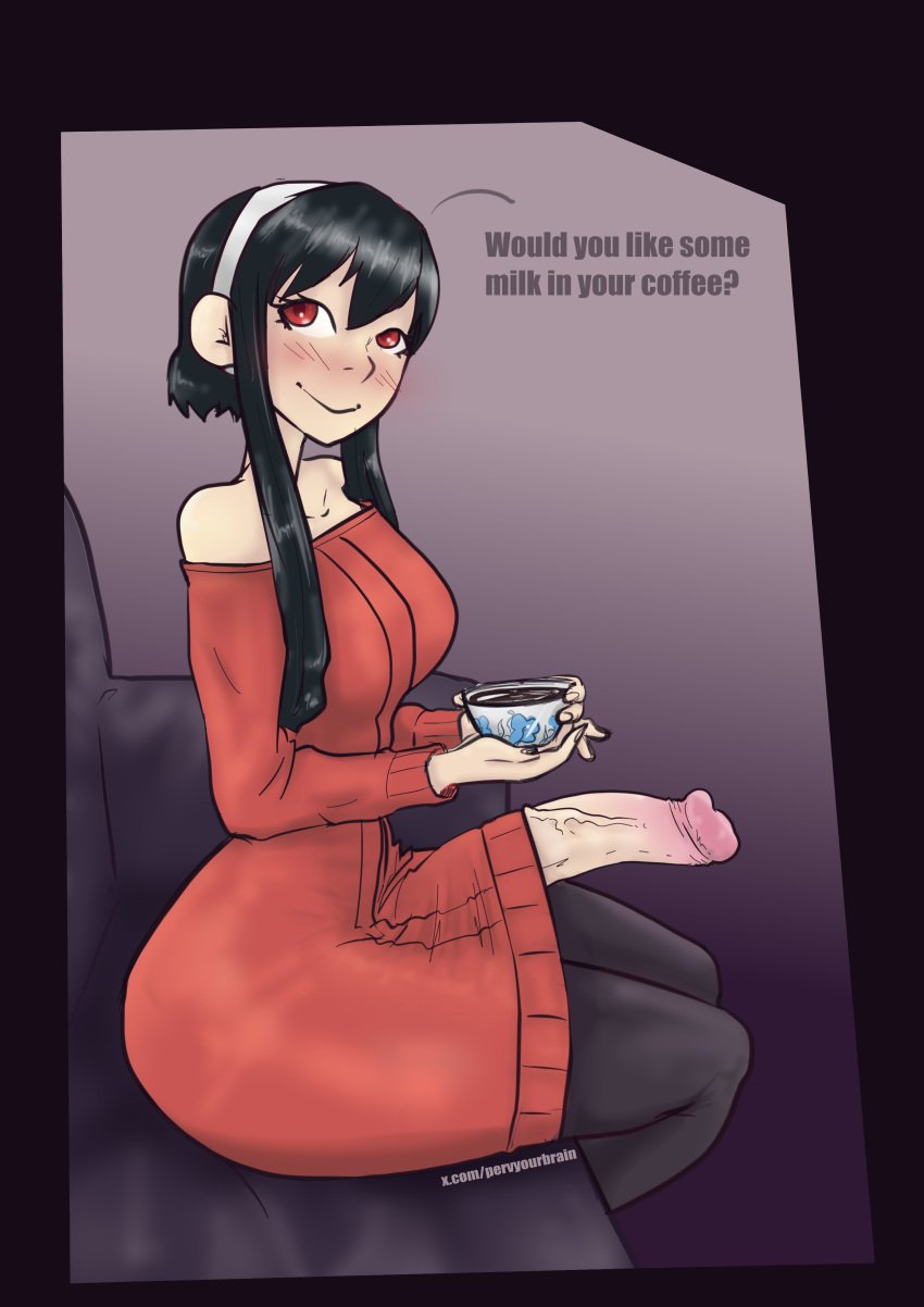 1futa 2024 bottomless breasts clothed clothing color dialogue dress english_text erection futa_only futanari huge_cock human light-skinned_futanari light_skin mostly_clothed penis pervyourbrain self_upload sitting solo spy_x_family sweater_dress text thick_thighs veiny_penis wide_hips yor_briar