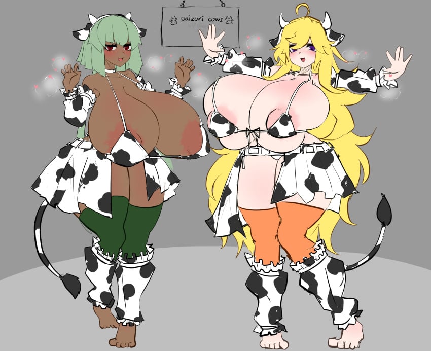 2girls alternate_body_type alternate_breast_size alternate_version_available areolae big_breasts bikini cow_ears cow_girl cow_horns cow_print cowgirl emerald_sustrai female female_only gigantic_breasts hips huge_ass huge_breasts hyper_breasts large_breasts multiple_girls nipple_bulge nipple_tweak nipples odakubara rwby tagme thick_legs thick_thighs voluptuous voluptuous_female wide_hips wide_thighs yang_xiao_long