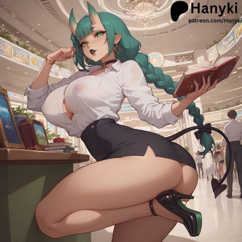 1_girls ai_generated ass big_ass big_breasts blush breasts brest character copyright erection femalernrnmeta: foreskin general: hanyki high_heels huge_breasts looking_at_viewer nude original sex solo succubus thighs uncensored