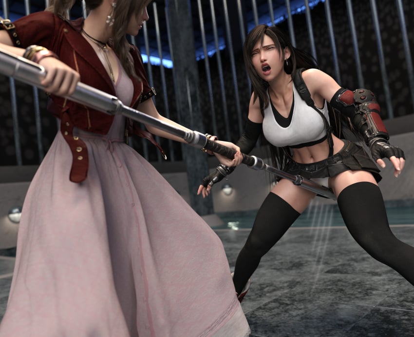 aerith_gainsborough catfight femdom femsub gcb ryona tifa_lockhart yuri