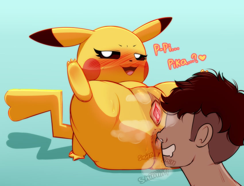 1boy 1girls anus blush dibujito electricity faceless_male female female_focus female_pikachu interspecies pikachu pok&eacute;mon_(species) pokemon pokemon_(species) pokephilia pussy size_difference yellow_fur