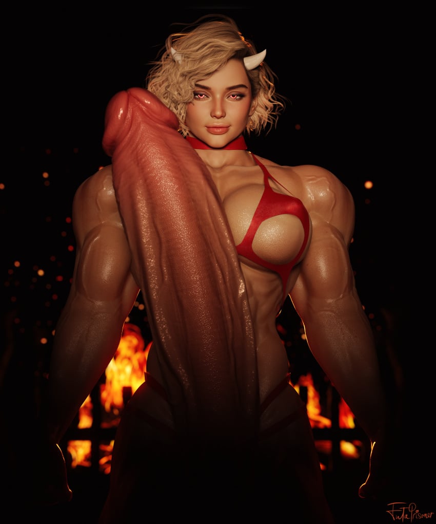 1futa 1girls 3d balls blonde_hair blue_eyes breasts female futa_only futanari futaprisoner huge_balls huge_breasts huge_cock jessi muscles muscular muscular_female muscular_futanari testicles