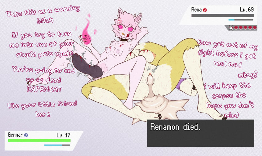 1boy 1femboy 1girls angry_expression angry_face anthro big_ass big_breasts big_penis blood bruises bushy_pubes champaanimation champi_(oc) choker claws corpse corpse_fuck creampie cum cum_in_pussy cum_inside dead dead_female death defeat defeat_sex defeated digimon face_out_of_frame female female_death femboy femboy_on_female fight fluffy fluffy_tail furry gengar girly_boy huge_ass huge_breasts huge_cock huge_thighs knot knotted_penis laying_down laying_on_back long_hair male male_with_breasts maledom naked necrophilia nude nude_female nude_male pokemon pokemon_(species) rape raped raped_by_enemy raped_female raped_girl renamon scratches shiny_pokemon sitting sitting_on_person size_difference size_play snuff