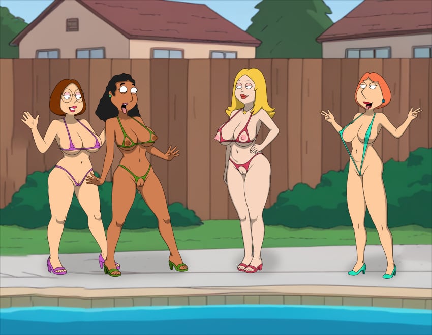 4girls ahe_gao american_dad big_breasts big_pussy blonde_hair breasts brown_hair brown_hair cameltoe crotchless crotchless_bikini family_guy foursome francine_smith linda_memari lois_griffin meg_griffin orgy pool pussy red_hair sexfightfun sling_bikini slingshot_swimsuit swimming_pool yuri