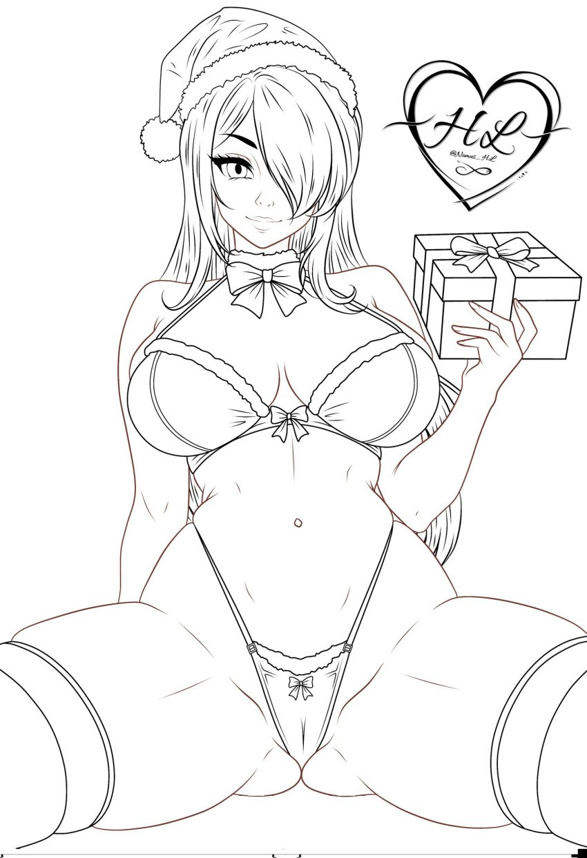 big_breasts christmas female human looking_at_viewer nomus_hl parasoul skullgirls thick_thighs video_games wip