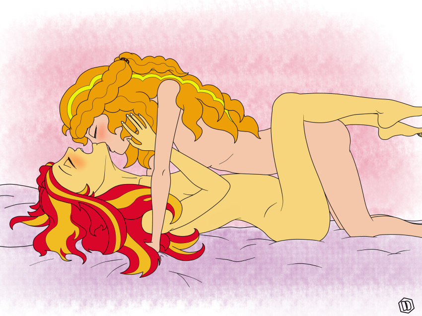 adagio_dazzle deddrunk equestria_girls female friendship_is_magic kissing multiple_girls my_little_pony nude rainbow_rocks sunset_shimmer yuri