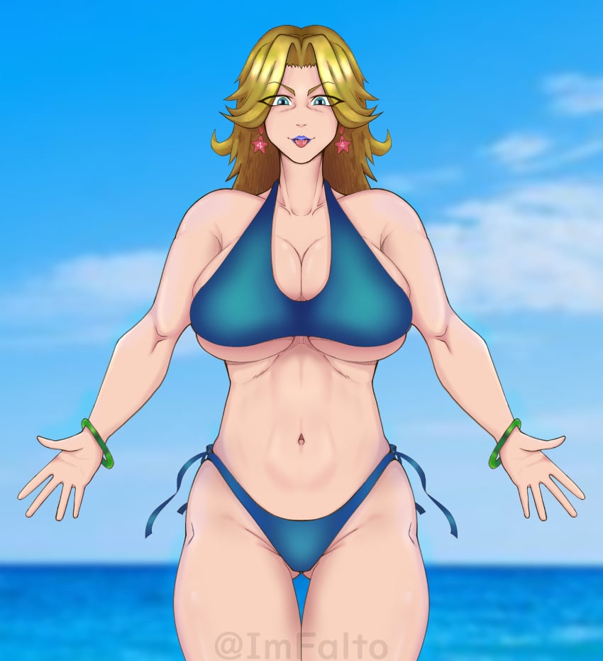 1girls beach big_ass big_breasts bikini blonde_hair blue_eyes fantastic_four female female_focus female_only huge_breasts imfalto invisible_woman invisible_woman_(marvel_rivals) marvel marvel_rivals milf sue_storm swimsuit tagme