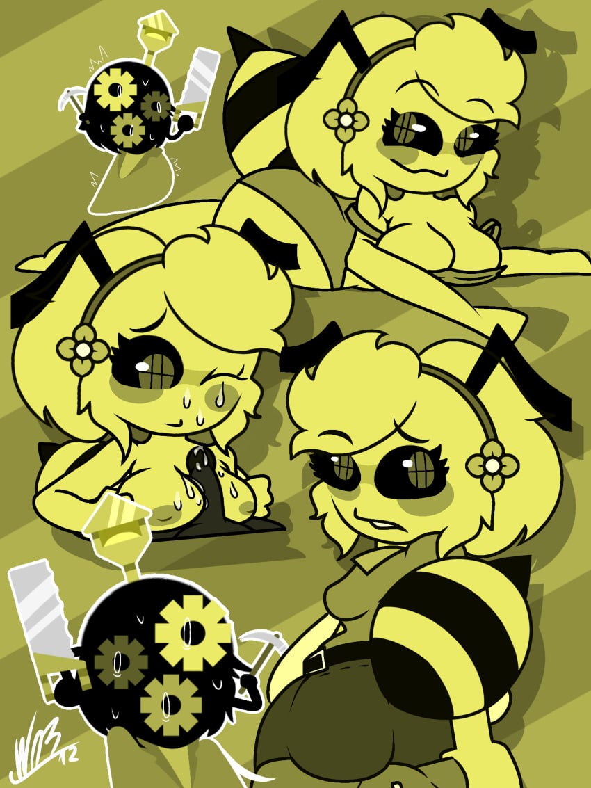 bee bee_girl breasts bweswees_bizznip colorbox_(mustard) humanoid idk_what_to_tag_it incredibox incredibox_mod male/female simple_background straight tinky-tonks titjob yellow_body