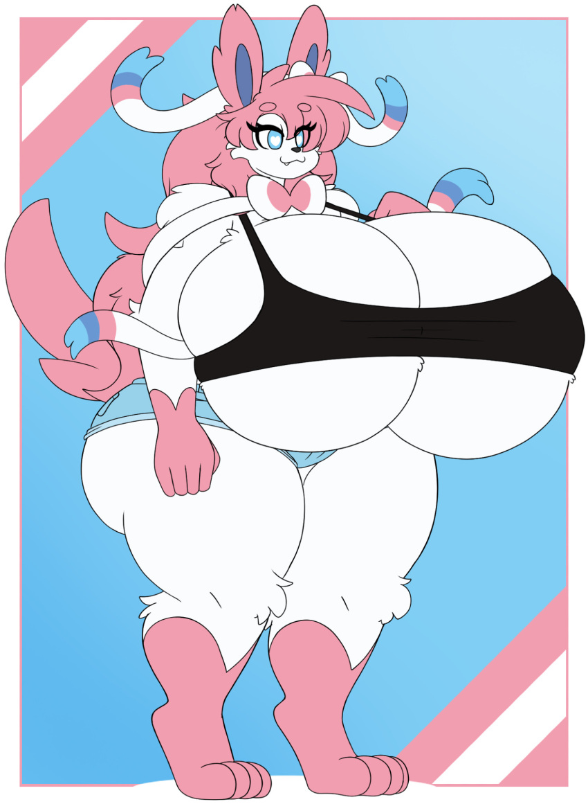 anthro anthro_only big_breasts breasts cleavage eeveelution female furry huge_breasts hyper_breasts jumney jumneyarts pokemon pokemon_(species) sylveon tagme thick_thighs wide_hips