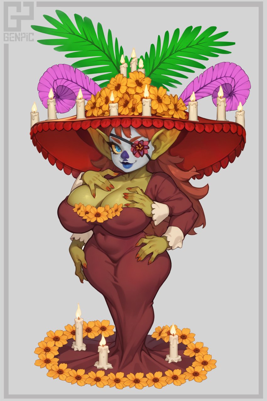 character_design dia_de_los_muertos digital_art dnd fan_art fantasy fantasy_character gobbo goblin goblin_girl goblins halloween mexican mexico mythology original_character