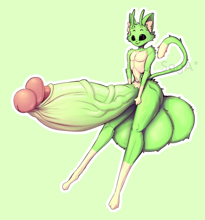 1:1 4_balls absurd_res alien antennae_(anatomy) anthro balls big_balls big_penis cheek_tuft digital_media_(artwork) domestic_cat erection facial_tuft felid feline felis flymetoio fur genitals green_body green_fur hi_res huge_balls huge_cock humanoid_genitalia humanoid_penis hyper hyper_balls hyper_genitalia hyper_penis looking_at_viewer male mammal multi_balls multi_genitalia nude penis pubes pupils simple_background slim slit_pupils small_waist smile solo tail tongue tongue_out tuft vein veiny_penis