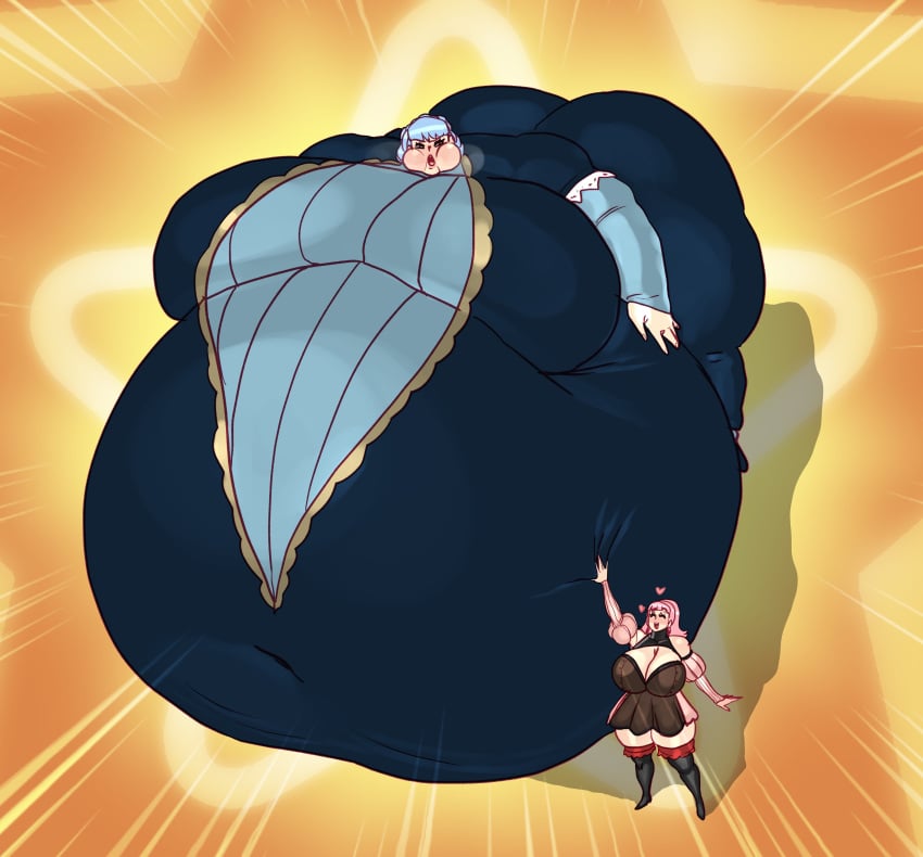 2024 2girls absurd_res ass bbw belly blue_hair breasts chubby_cheeks fat female_focus female_only fire_emblem fire_emblem:_three_houses flamingsanity gigantic_ass gigantic_belly gigantic_breasts hilda_valentine_goneril huge_ass huge_belly huge_breasts hyper hyper_belly hyper_breasts larger_female marianne_von_edmund massive_belly massive_breasts mini_giantess morbidly_obese morbidly_obese_female obese obese_female pink_hair size_difference ssbbw ussbbw