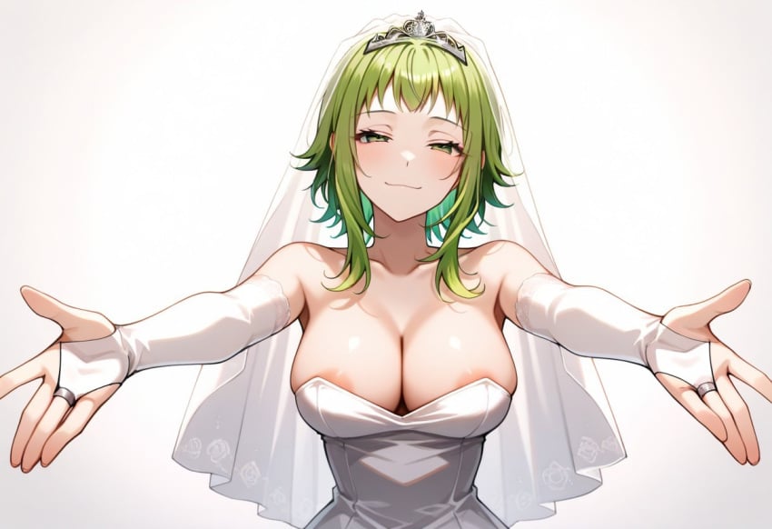 1girls ai_generated areola_slip bare_shoulders blossomtea blush breasts bridal_gauntlets civitai cleavage collarbone dot_nose gown green_eyes green_hair gumi half-closed_eyes illustrious_(stable_diffusion) large_breasts light_blush light_smile lost_media masa_works_design medical_wedding_(vocaloid) mv_character self_upload short_hair_with_long_locks simple_background smile solo tareme tiara upper_body veil vocaloid wedding_dress wedding_gown wedding_veil white_background white_bridal_gauntlets white_gown white_veil