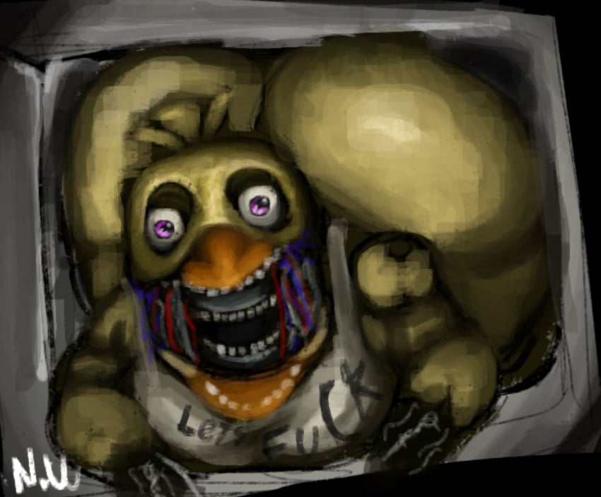 animatronic chicken_girl crawling creepy exposed_wires five_nights_at_freddy's five_nights_at_freddy's_2 freaky2weak giant_ass hyper_ass robot robot_girl solo withered_chica