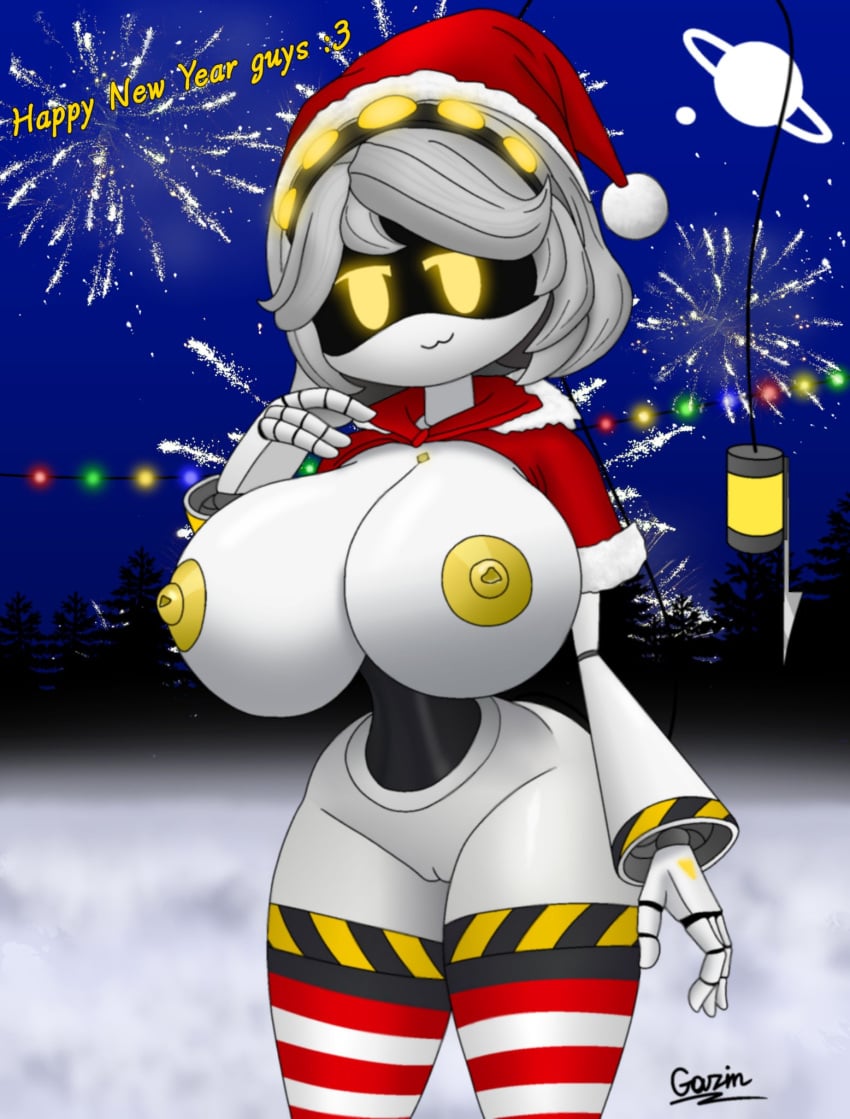 big_ass christmas female female_only huge_ass huge_breasts murder_drones new_year nude robot robot_girl teasing v_(murder_drones) zhenyagazin