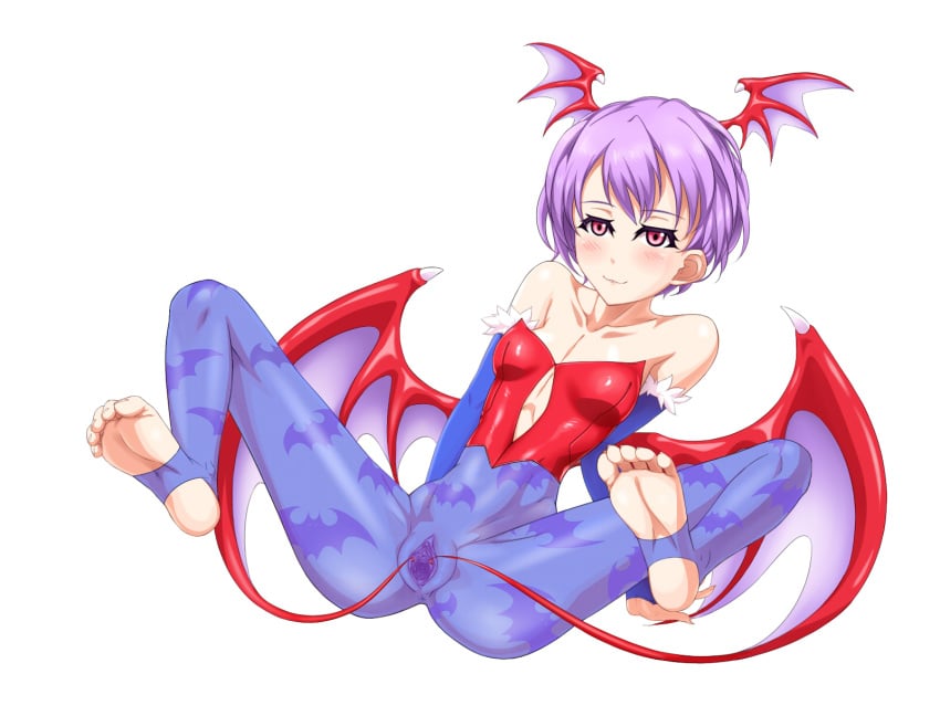 anus blush capcom clitoris clothing darkstalkers demon_girl flat_chest head_wings leotard lilith_aensland no_panties pantyhose see-through see-through_clothing spread_legs spread_pussy spread_pussy_under_clothes succubus tagme tate_machi uncensored wink