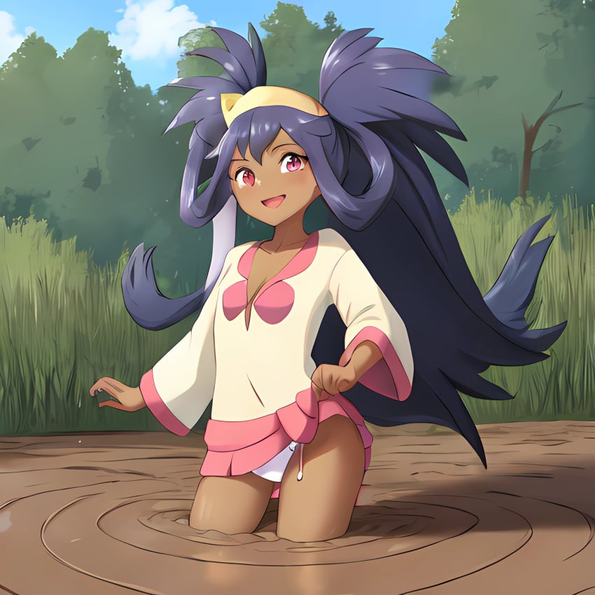 1girls ai_generated female female_only from_behind human iris_(pokemon) long_hair looking_at_viewer miniskirt mud panties panty_peek pantyshot pink_eyes pink_panties pink_skirt pokemon purple_hair quicksand sinking sitting sitting_on_chair smiling smirk solo tagme thighs upskirt very_long_hair