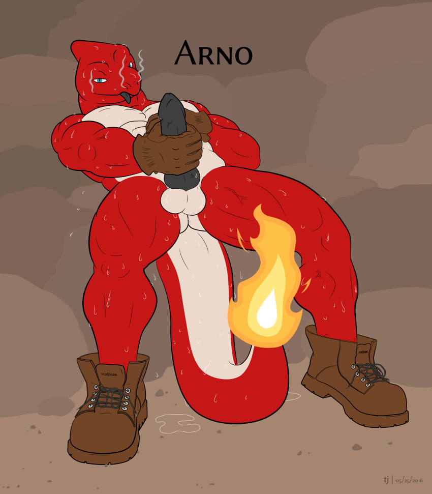 1boy 2016 4k abs absurd_res anthro arno_(tjdolphin) ass balls biceps black_penis boots brown_background charmeleon clothing dirt dragon fire flat_colors footwear gardener gloves greyscale hi_res ink knot leather lizard looking_at_viewer male male_only masturbation monochrome muscular nintendo pecs penis perineum pokémon_(species) pokemon puddle reclining reptile rock scalie simple_background smoke solo spread_legs spreading sweat tjdolphin tongue unfinished video_games